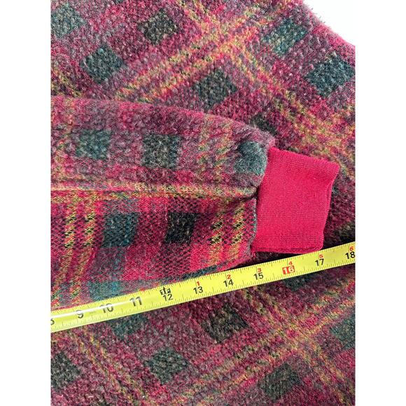 VTG 90s French Country Express Women' sz S Oversized Fleece Pullover Plaid Comfy - Picture 6 of 8
